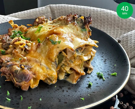 Leek mushroom lasagna